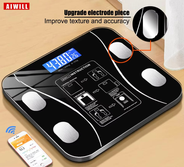 Aiwill Electronic Smart Weighing Scales Bathroom Body Fat Bmi Scale Digital