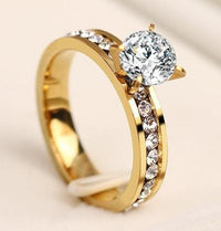Rings for Women with Big Stone Plated Band with Luxury Stone Setting