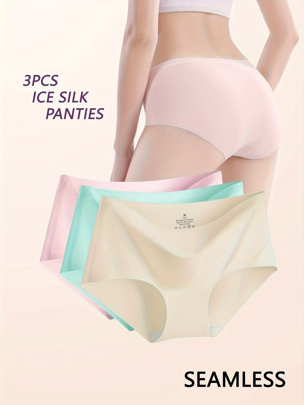 Set of 3 Seamless Mid-Rise Ice Triangle Panties with No Visible Lines.