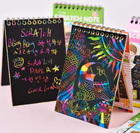 Sheets Kids Coloring Book Art Scratch Black Paper Rainbow Color Drawing Book