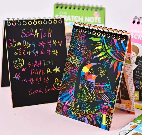 Sheets Kids Coloring Book Art Scratch Black Paper Rainbow Color Drawing Book