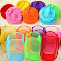 Foldable Hollow Net Mesh Clothes Laundry Basket Storage Bag Hamper Pouch