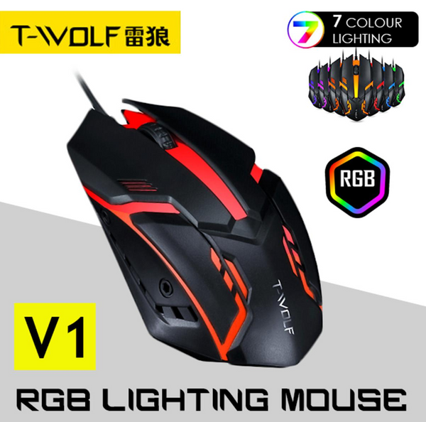 T-wolf V1 RGB 7 Color LED 1200dpi Gaming Mouse / X1 / M66 / Zornwee / Gm02