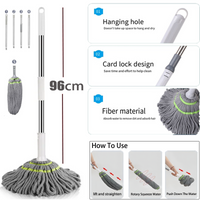 Easy-wring Hands-Free Mop - Kitchen, Bedroom & Living Room Floors | No Hand