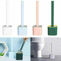 Mini Toilet Brush with Holder Set Long Handled Black Silicone Toilet Cleaner