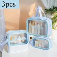 3pcs Portable Travel Wash Bag Female Transparent Waterproof Makeup Storage