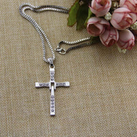 Silver Plated Cross Pendant Men's Necklace