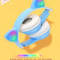 P47m Cute Fashion Cat Ears Wireless Headphones Flash Light LED RGB Gaming