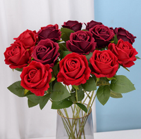 Artificial Rose Flower Red Silk Roses with Stem Wedding Party Home