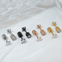 Pair of 4mm White Synthetic Zirconia Earrings with Floral Relief Design and
