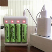 Fast-charging USB Battery Charger with 4 Slots - Smart, Compatible with