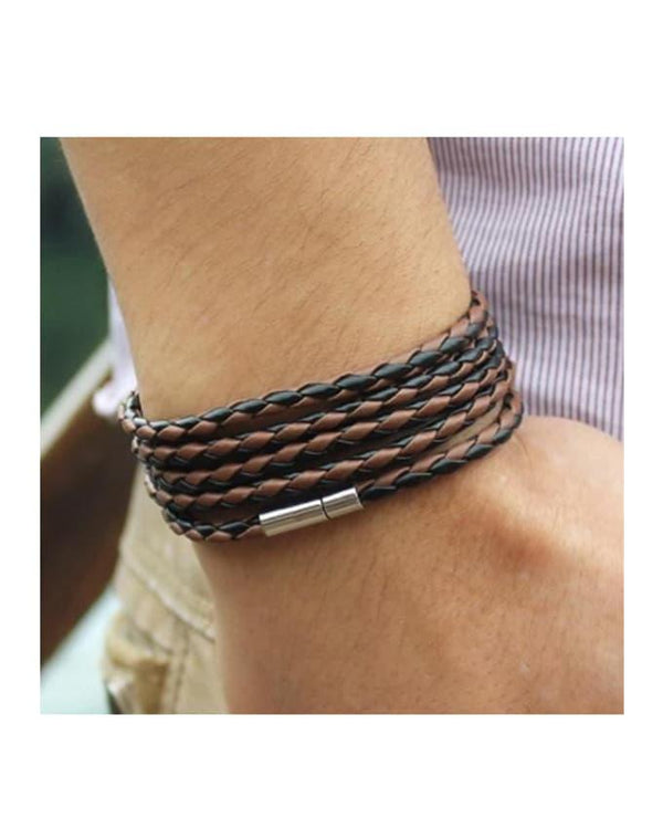 Men's Leather Bracelet - Brown & Black