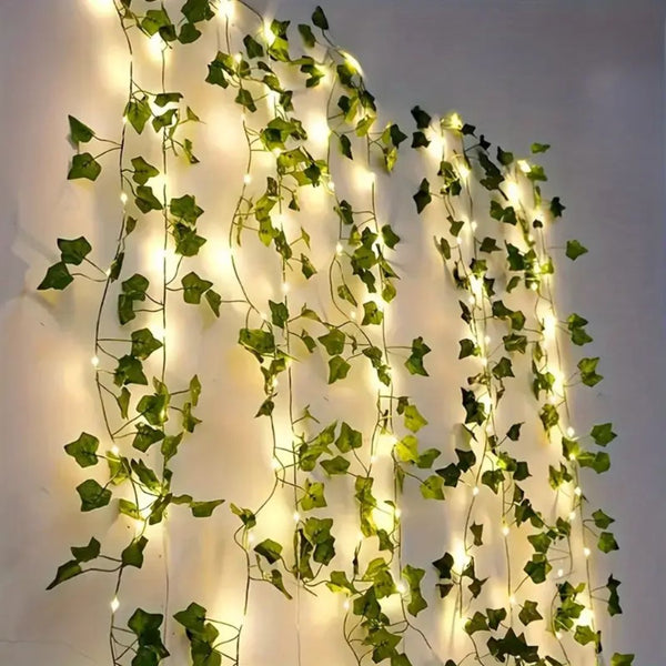 1pc of Artificial Ivy Vine with LED String Lights, Green Leaf Garland