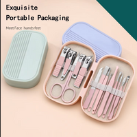 14pcs Premium Manicure and Pedicure Kit in Pink and Blue, Featuring