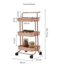 3 Tier Multifunction Storage Trolley Rack Office Shelves Home Kitchen Rack