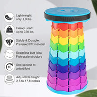 Retractable Folding Stool for Camping Fishing Height Adjustable - Banco