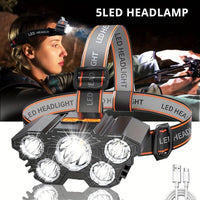 T21 5led with Built-in 18650 Battery USB Rechargeable Portable Flashlight