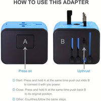 Global Travel Adapter with USB & Type-C Charging Universal Wall Charger with