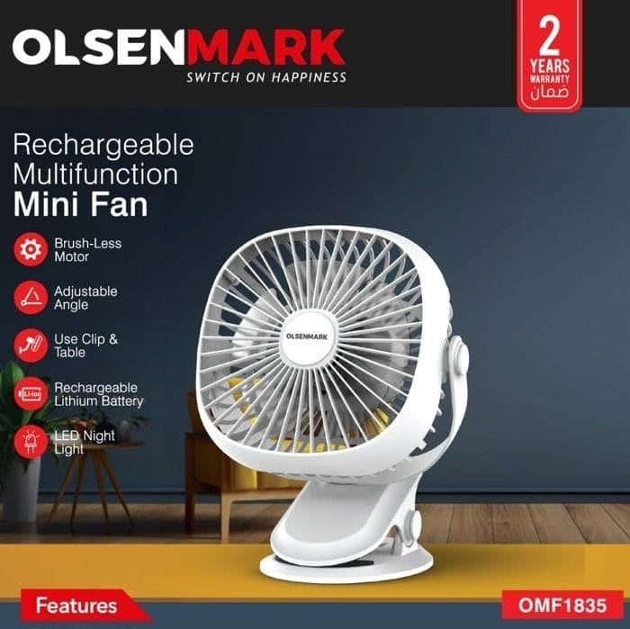 Rechargeable Multifunction Portable Olsenmark - Omf1835 Mini Fan Adjustable
