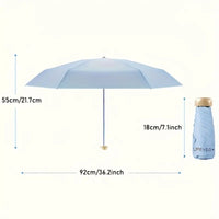 Elegant Mini 5-Fold Sun Umbrella with Golden Handle - Lightweight, Windproof