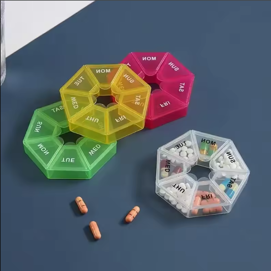 Circular 7-Day Pill Organizer Box Portable Weekly Medicine Holder