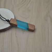 Wood Resin Necklace Pendant, with Adjustable Woven Rope Chain - Jewelry