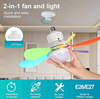 Ceiling Fans with Lights and Remote, 40w E27 Socket Fan Light, Quiet Ceiling