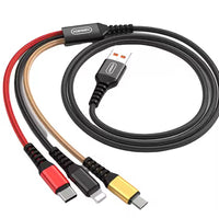 Charger 3 in 1 USB Cable for iPhone, All Android Phones Micro USB and Type C