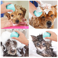Dog Bath Brush, Pet Massage Brush Shampoo Dispenser, Soft Silicone Brush