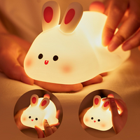 Led Night Lights Cute Sheep Rabbit Silicone Lamp USB Rechargeable Timing