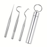 6 Pcs 1 Set Toothpick Set Metal Stainless Steel Oral Cleaning Tooth Flossing