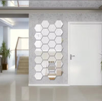 Mirror Wall Sticker Hexagon Decal Home - 12 Pcs Wall Art Fashion Mirror Wall