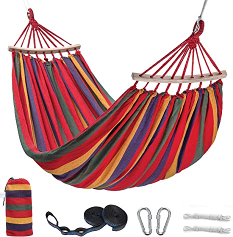 Large Cotton Double Hammock Tree Hammock for Indoor Outdoor Garden Camping