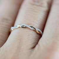 Rose Gold Ring with Classical Twist with Crystals Zirconia Wedding