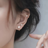 3 Pairs Elegant Small Ear Studs - Stainless Steel, Hypoallergenic Cartilage