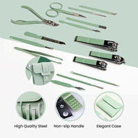 16 Pcs Stainless Steel Portable Nail Clipper Set Professional Pedicure Kit