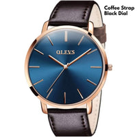 Olevs Men Boys Gents Leather Strap Casual Party Fashionable Elegant Rich