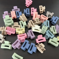 50pcs Mini Solid Color Hairpin Set Cute Rectangular Plastic Hairpin