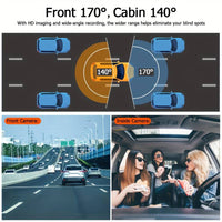 Dash Cam Front and Inside, HD 1080p Recording Car Dvr Cam with 170 Wide
