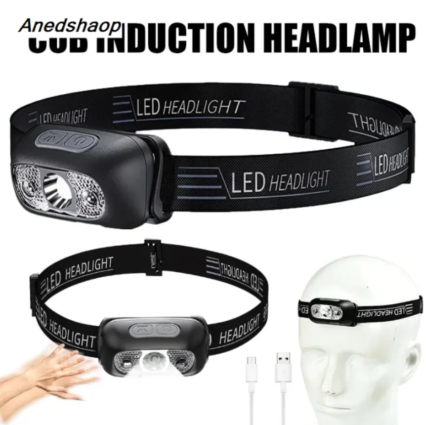 Anedshaop Mini Rechargeable Sensor Headlamp LED Headlight Torch Waterproof