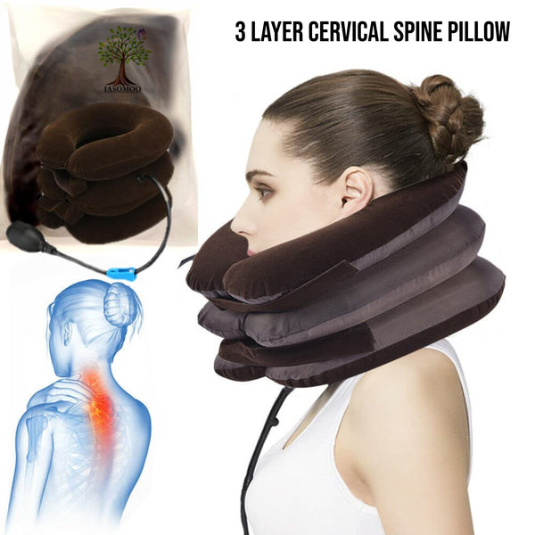 Health Care Cervical Neck Traction Air Bag with 3 Layer Inflatable Pillow