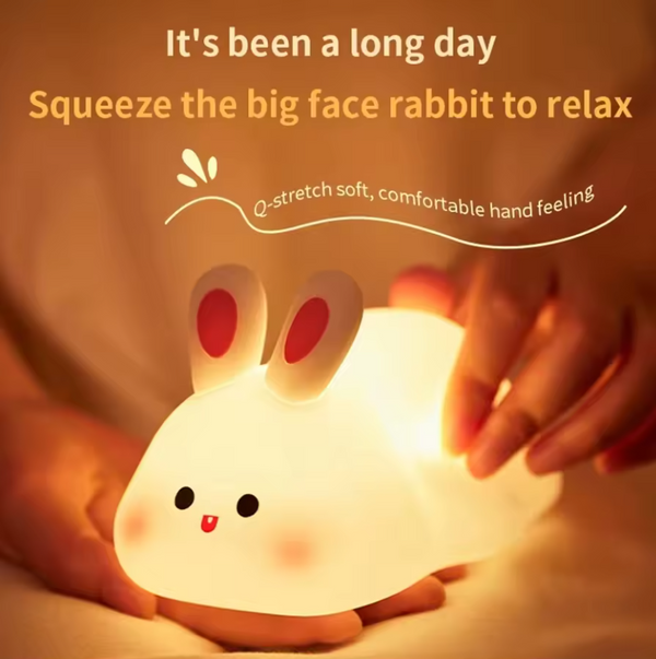 Led Night Lights Cute Sheep Rabbit Silicone Lamp USB Rechargeable Timing