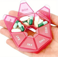 Circular 7-Day Pill Organizer Box Portable Weekly Medicine Holder