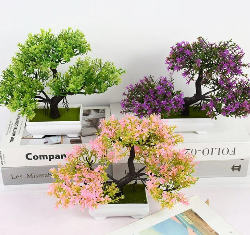 Artificial Plants Bonsai Small Tree Pot Plant Flowers Potted Ornaments for