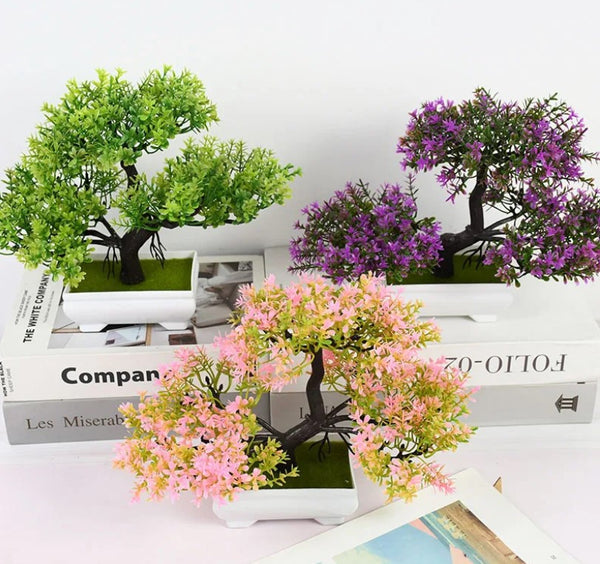 Artificial Plants Bonsai Small Tree Pot Plant Flowers Potted Ornaments for