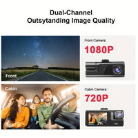 Dash Cam Front and Inside, HD 1080p Recording Car Dvr Cam with 170 Wide