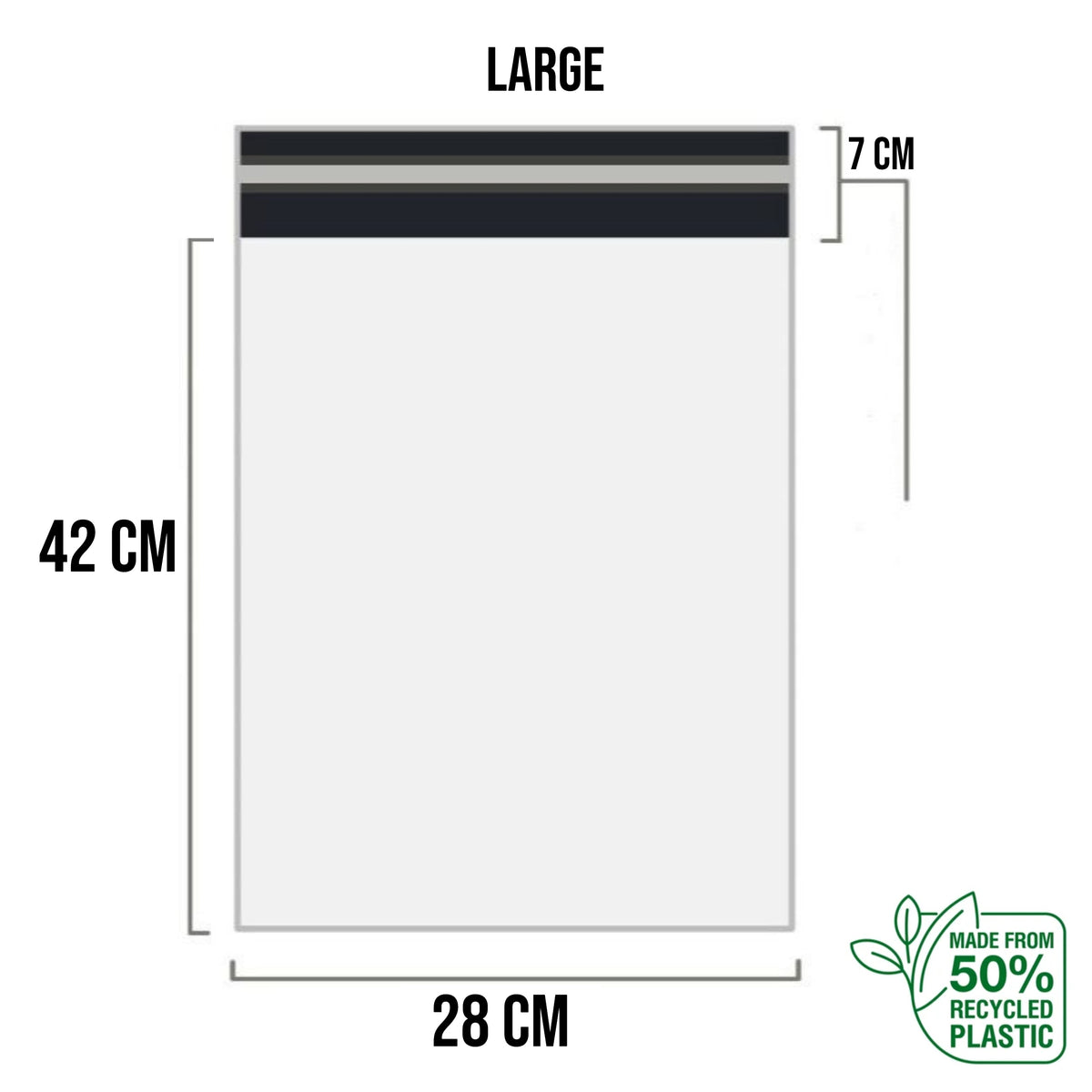 White Shipping Bag Recycled Poly Mailer Flyers Upto 500 Bags [28cm X 42cm +