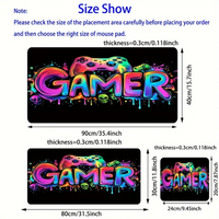 Large Gaming Mouse Pad, UV Reactive Non-Slip Desk Mat, Washable Polyester