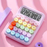 Aesthetic Mechanical Calculator Candy-Colored, Battery-Free with Large