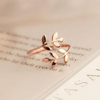 Gold Ring for Women Adjustable Tree Branch Leaves Ring